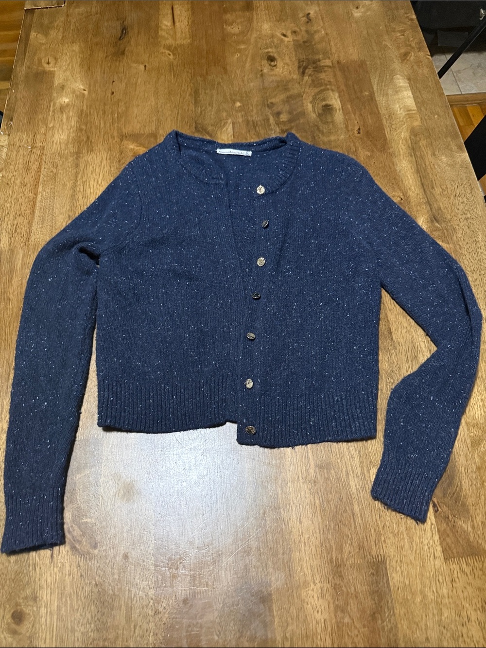 Abercrombie & Fitch Navy Speckled Cropped Cardigan